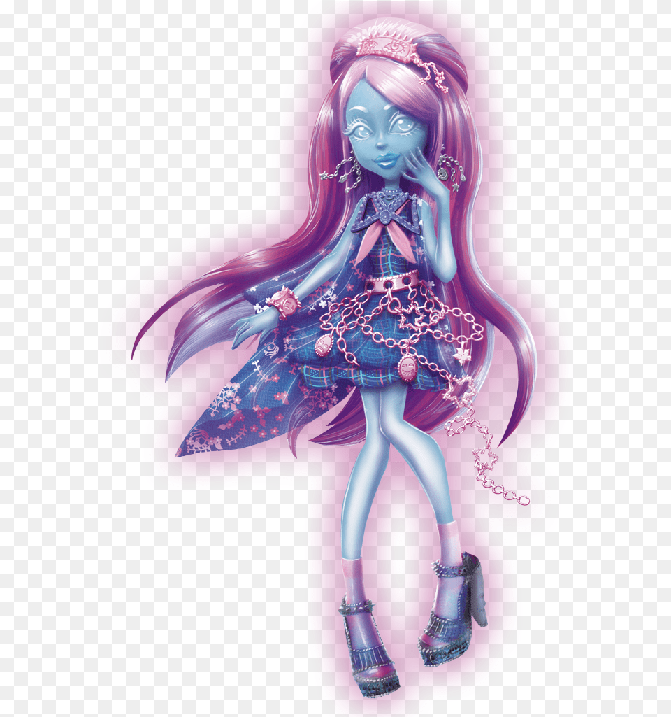 Ghost Girl And Glitter Monster High Haunted Kiyomi Haunterly, Purple, Figurine, Toy, Doll Png Image