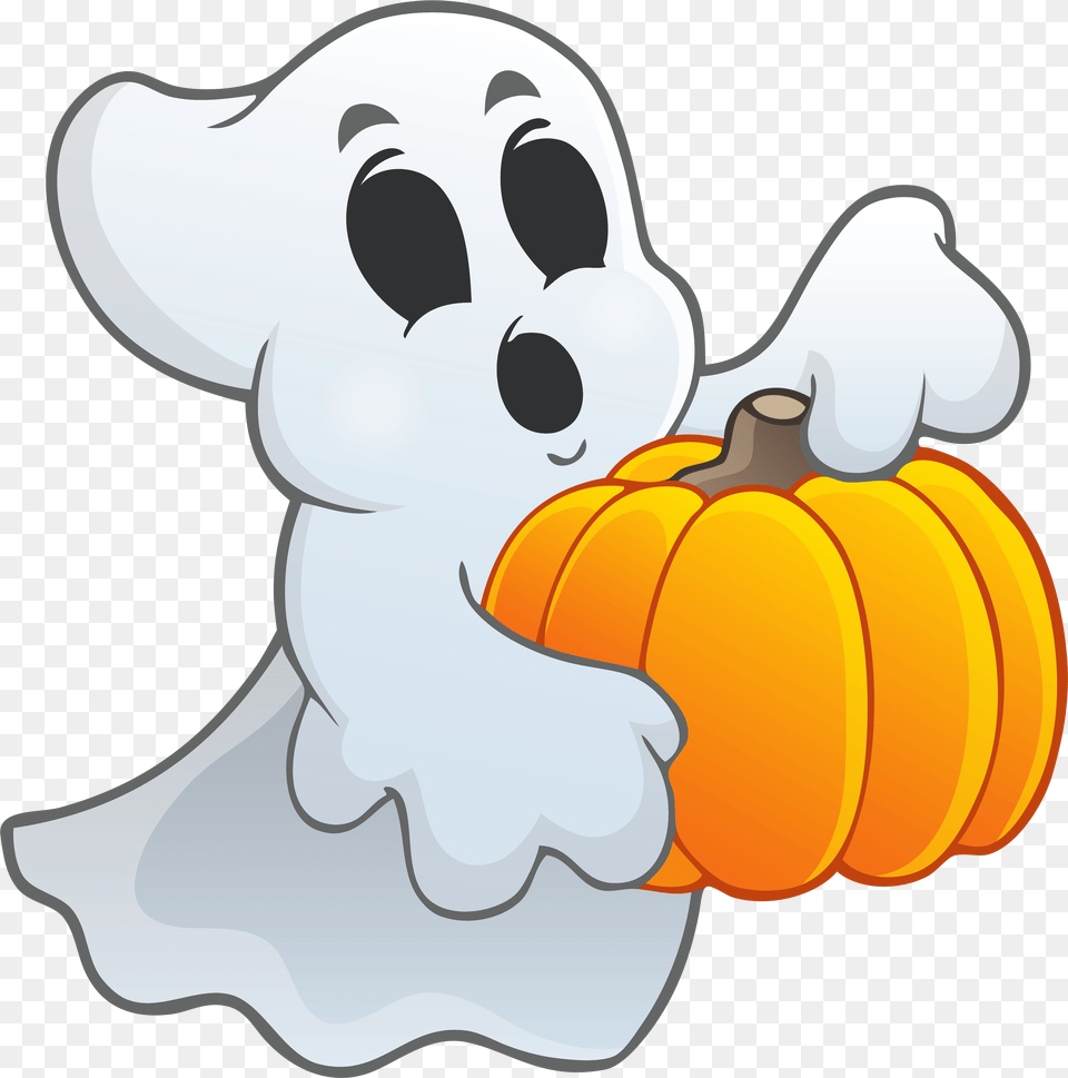 Ghost Halloween Ghost, Food, Plant, Produce, Pumpkin Free Transparent Png