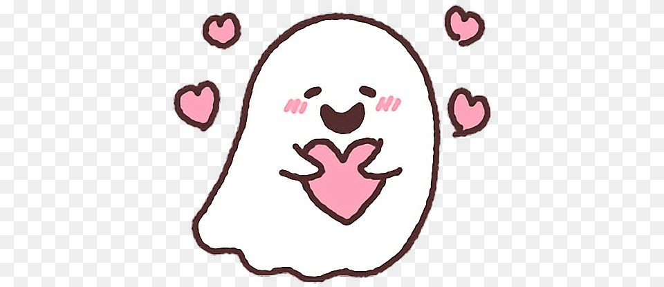 Ghost Hug Heart Kawaii Pink Happy Ghost Png