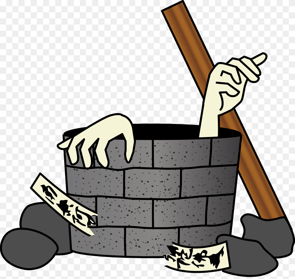 Ghost In A Water Well Clipart, Brick, Bulldozer, Machine, People Png Image