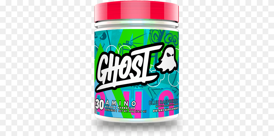 Ghost Lifestyle Amino Blue Raspberry Bottle, Can, Tin, Gum Free Transparent Png