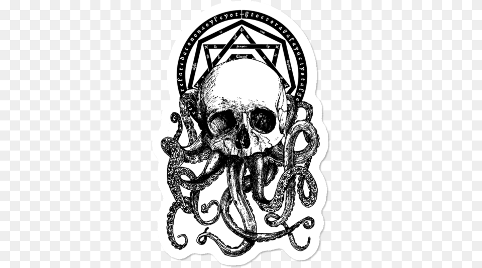 Ghost Of Disapproval 3 Octopus Skull Tshirt, Emblem, Person, Skin, Symbol Free Png