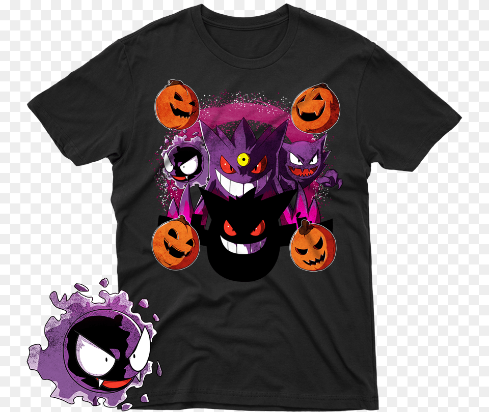 Ghost Pokemon Ghastly Haunter Gengar Halloween Autumn Halloween Squirtle Pokemon, Clothing, T-shirt, Purple Png Image
