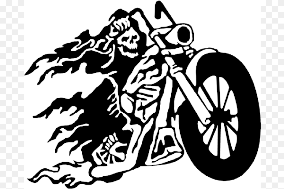 Ghost Rider Decal Sticker Ghost Grim Reaper On Motorcycle, Stencil, Wheel, Machine, Person Free Png Download