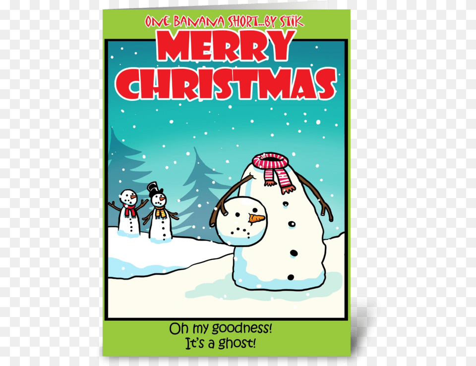 Ghost Snowman Greeting Card Cartoon, Winter, Outdoors, Nature, Snow Png Image
