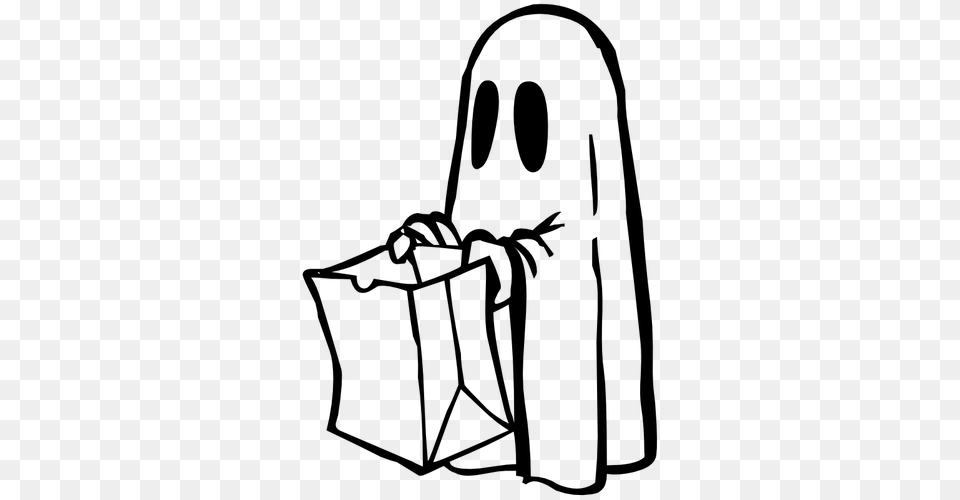 Ghost With A Paper Bag Vector Image, Gray Free Transparent Png