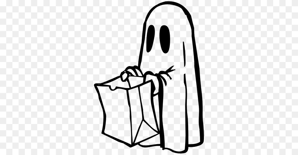 Ghost With A Paper Bag Vector Image, Gray Png