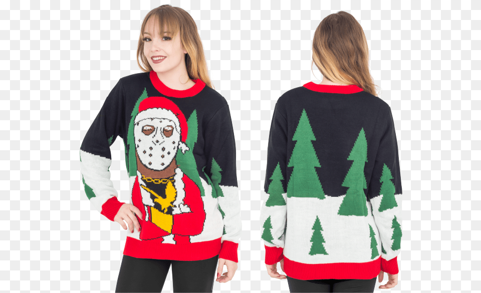 Ghostface Killah As Santa Ugly Christmas Sweater Girl, Knitwear, Clothing, Sweatshirt, Sleeve Free Png