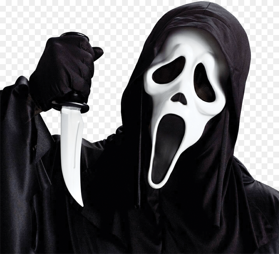 Ghostface Mask, Hood, Clothing, Knife, Blade Png