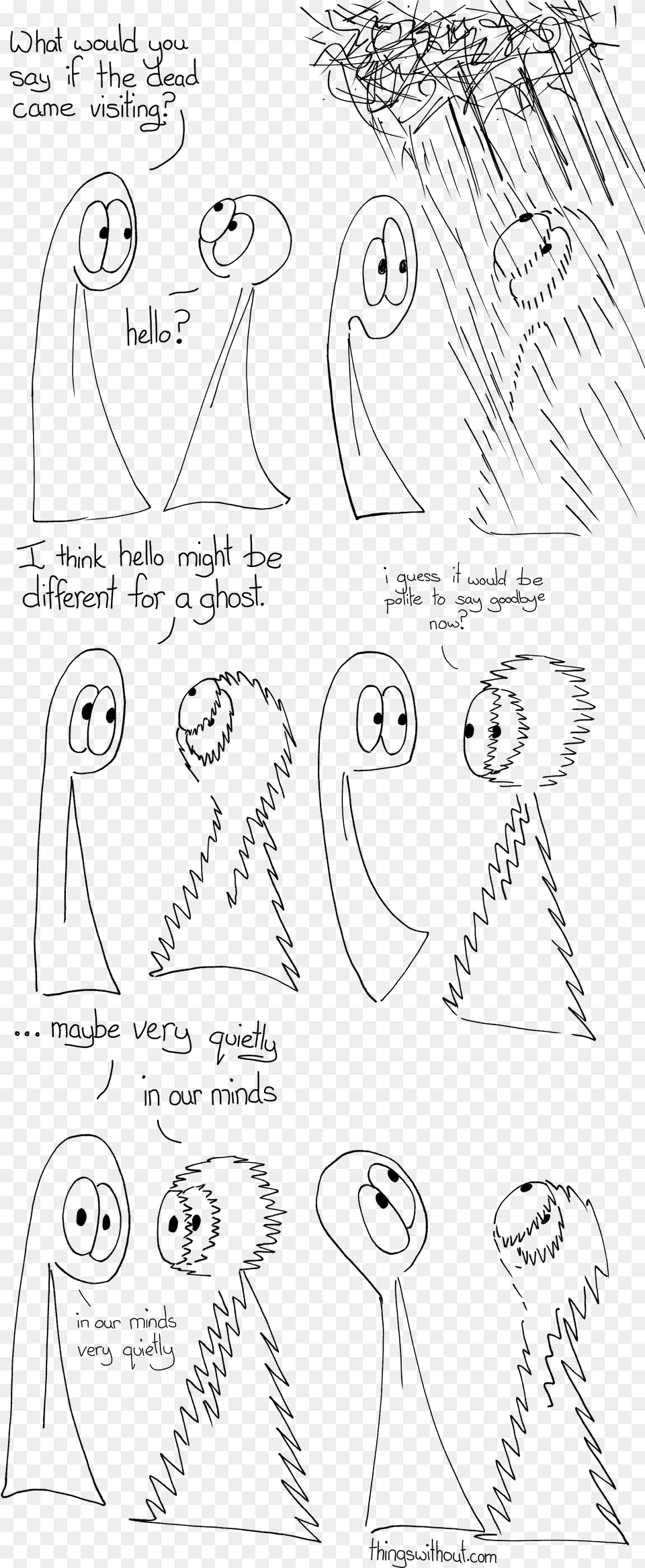 Ghosts And Hellos Line Art, Gray Png