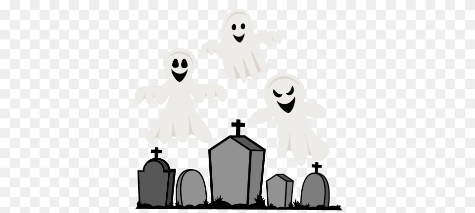 Ghosts In The Graveyard Svg Scrapbook Cut File Cute Ghosts In The Graveyard Clipart, Gravestone, Tomb, Animal, Bird Png Image