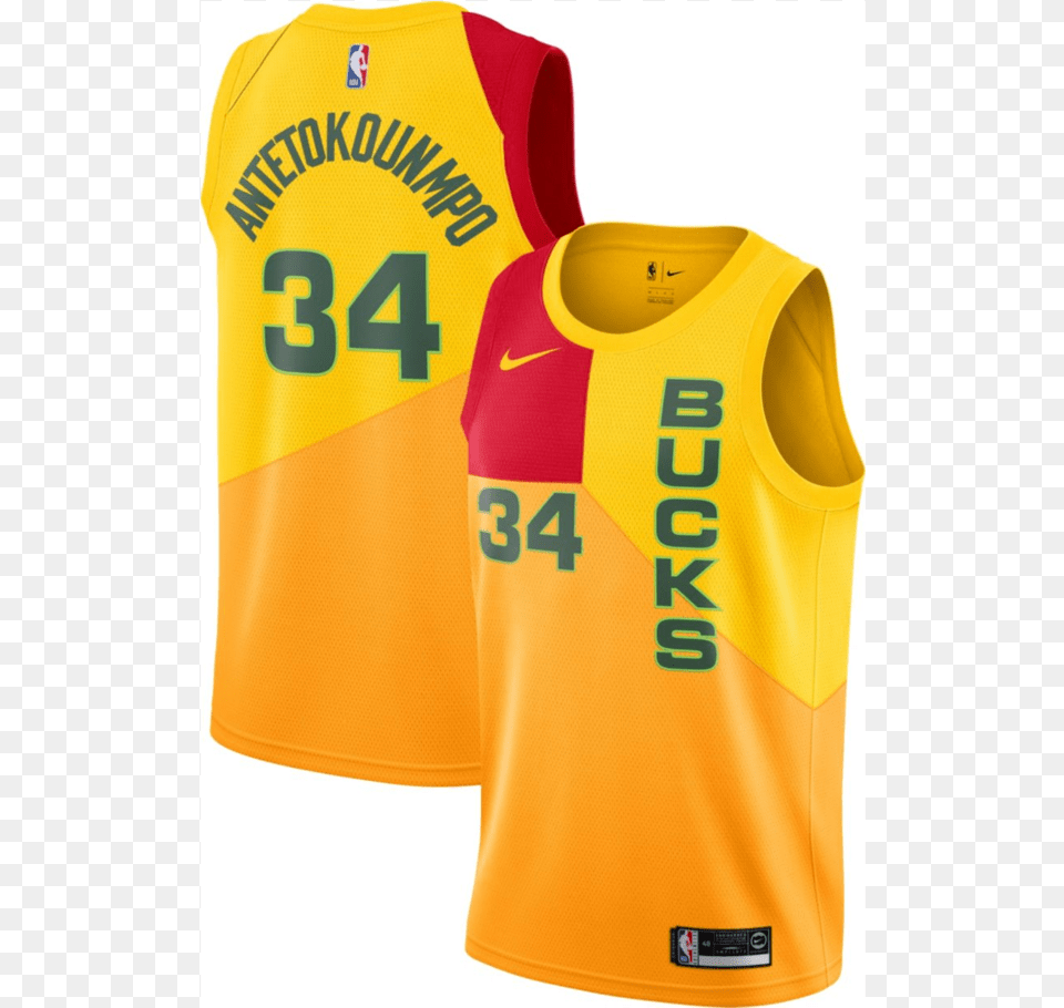 Giannis Antetokounmpo Bucks City Edition, Clothing, Shirt, Bib, Person Free Transparent Png