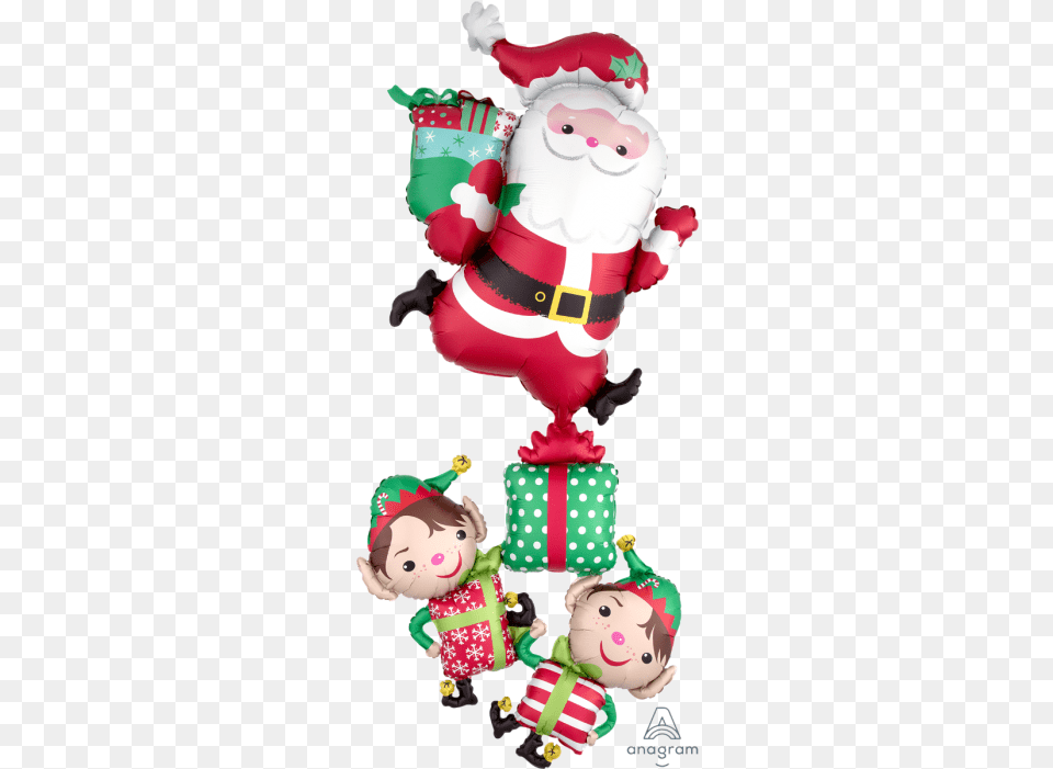 Giant Multi Balloon Christmas Characters Stacker, Elf, Baby, Person, Plush Png Image