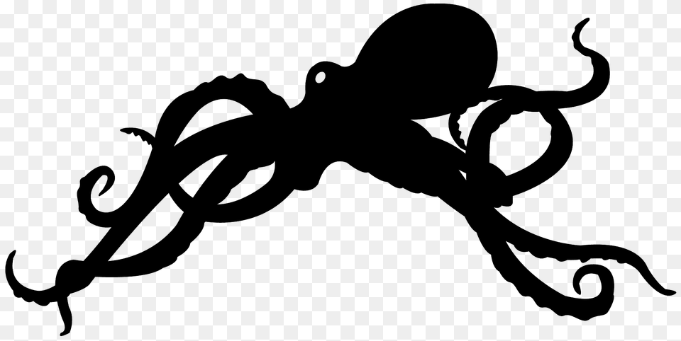 Giant Octopus Silhouette, Animal, Sea Life, Invertebrate, Mammal Free Png