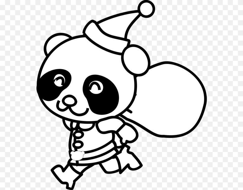 Giant Panda Bear Coloring Book Clip Art Christmas Drawing, Stencil, Baby, Person, Face Free Png Download