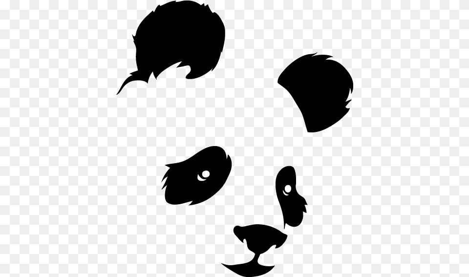 Giant Panda Bear Silhouette Wall Decal Sticker, Gray Png Image