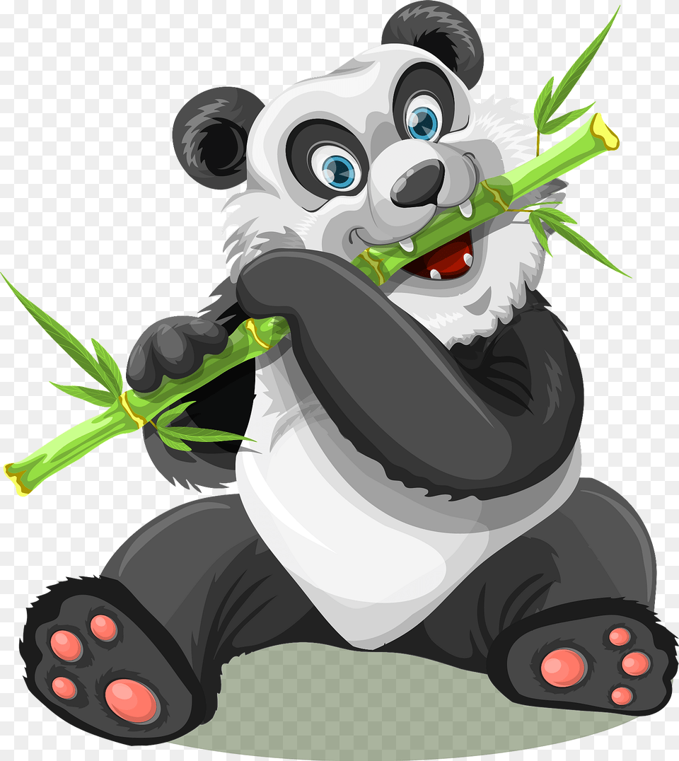 Giant Panda Eating Bamboo Clipart, Animal, Wildlife, Mammal, Device Free Png Download