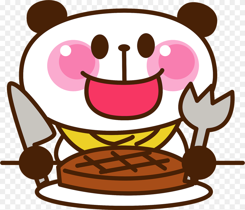 Giant Panda Is Eating Steak Clipart, Cream, Dessert, Food, Ice Cream Free Png