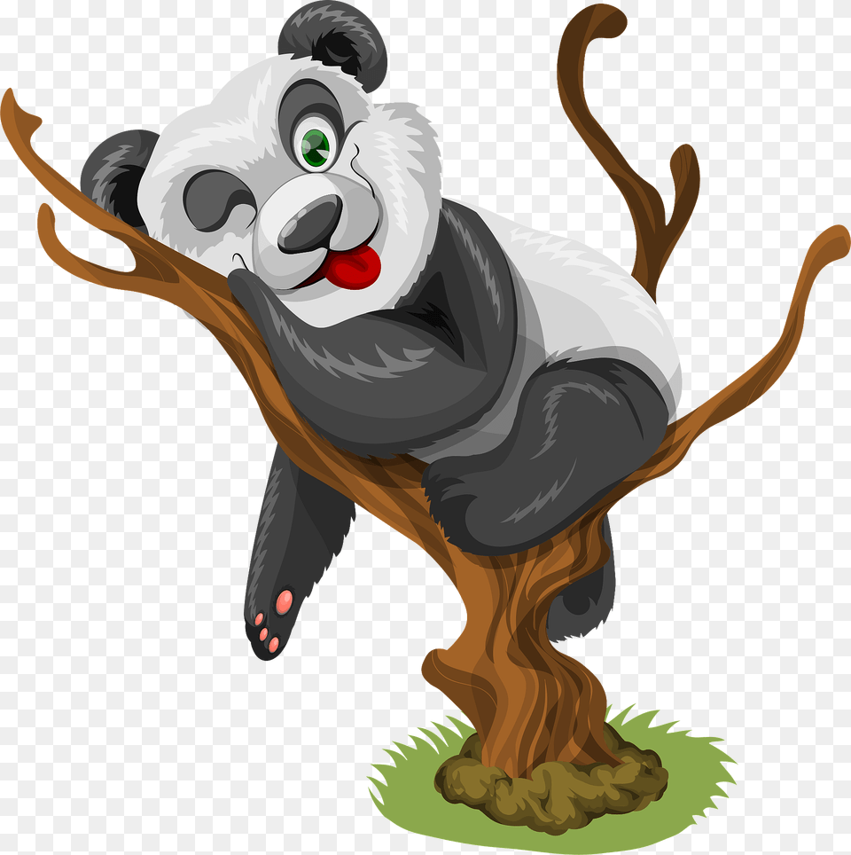 Giant Panda Resting In A Tiny Tree Clipart, Animal, Wildlife, Mammal, Kangaroo Free Transparent Png