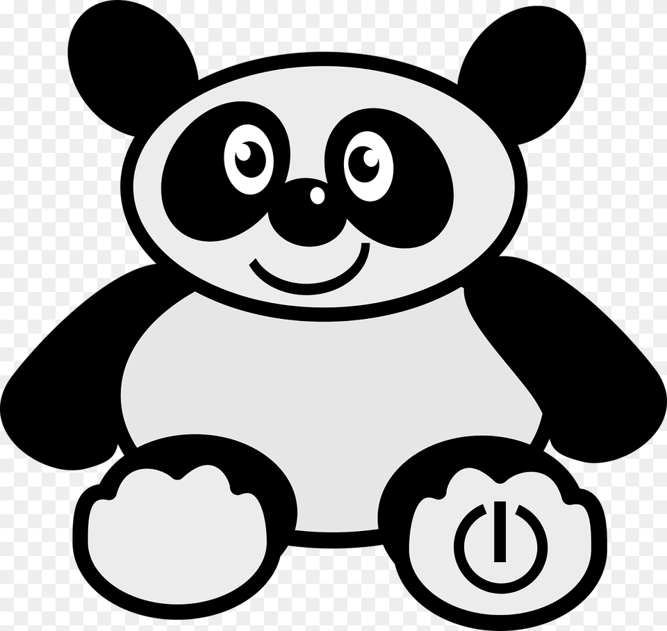 Giant Panda Teddy Bear Cuteness Computer Icons Animal Cartoon, Stencil, Device, Grass, Lawn Free Transparent Png