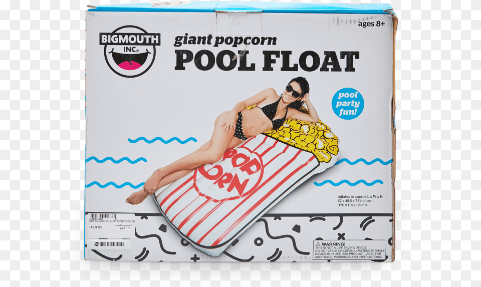 Giant Popcorn Pool Float, Adult, Advertisement, Female, Person Png