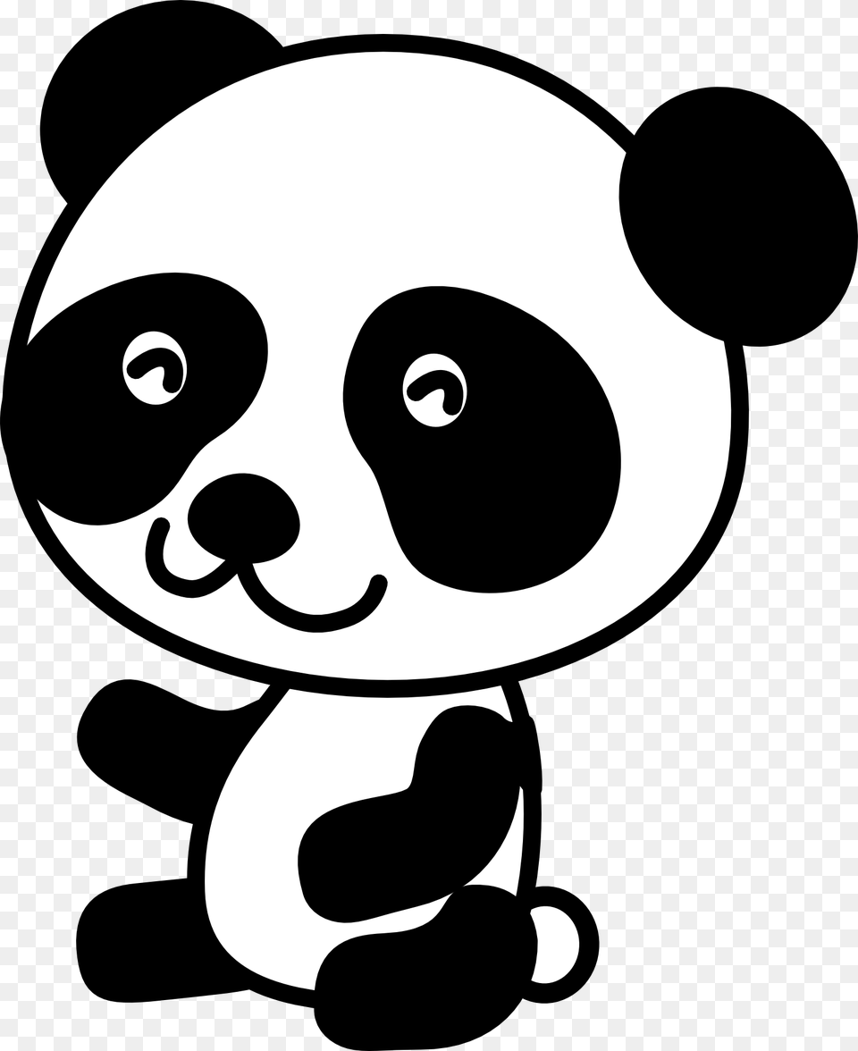 Giant Red Bear Art Transprent Panda Black And White Clip Art, Stencil Png Image