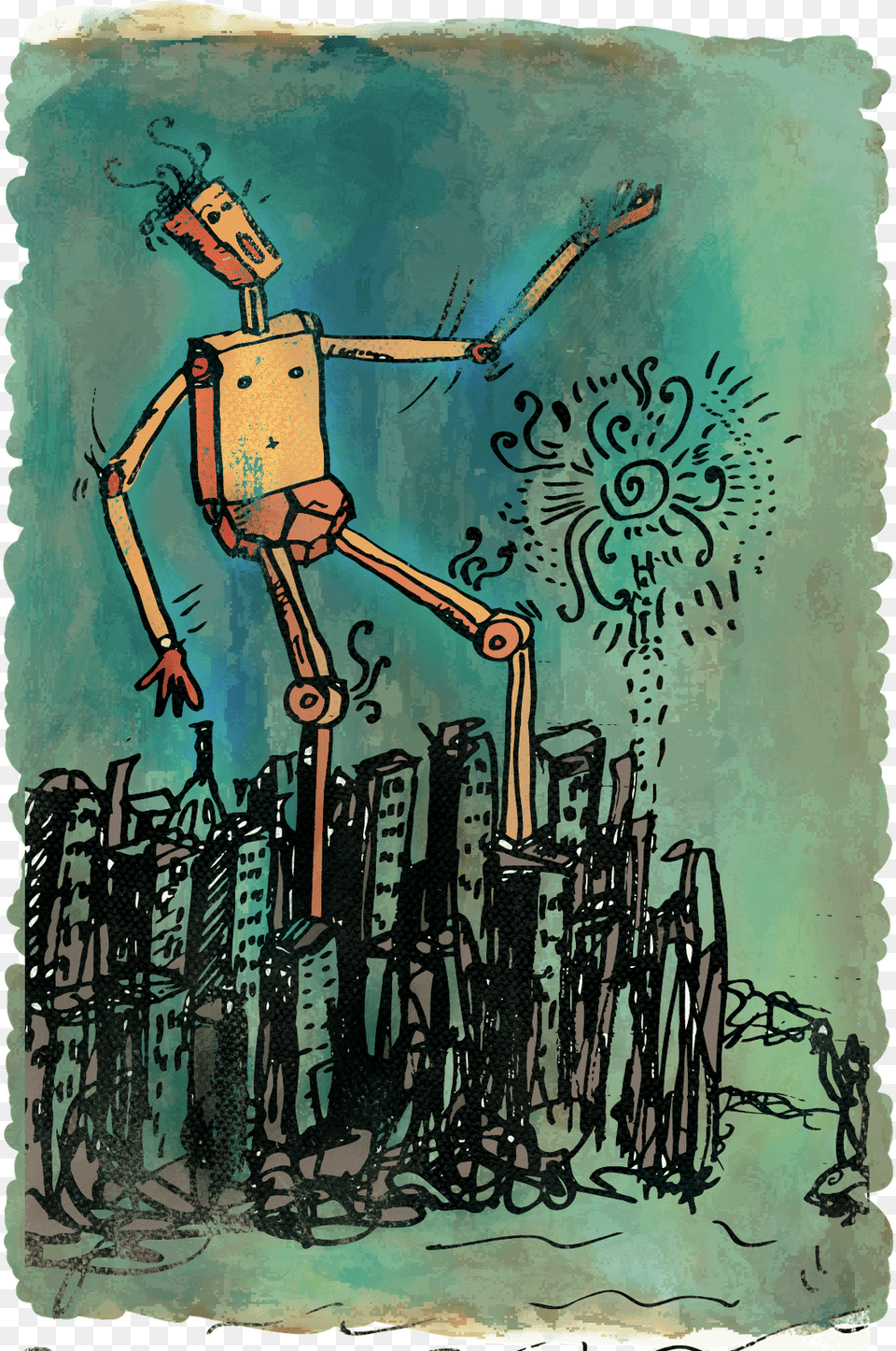 Giant Robot Modern Art, Modern Art, Painting, Person Png Image