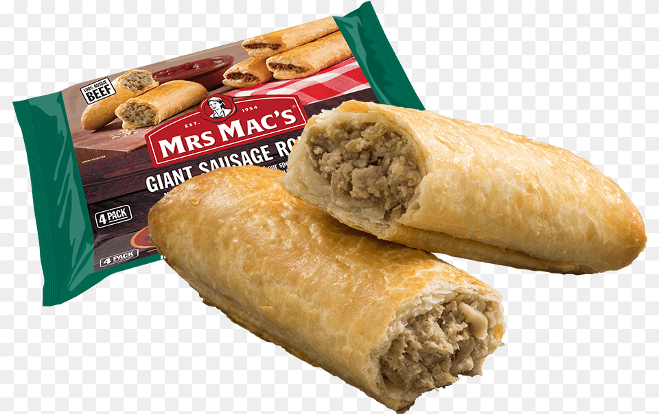 Giant Sausage Roll 4 Pack Mrs Macs Sausage Roll, Dessert, Food, Pastry, Bread Png Image