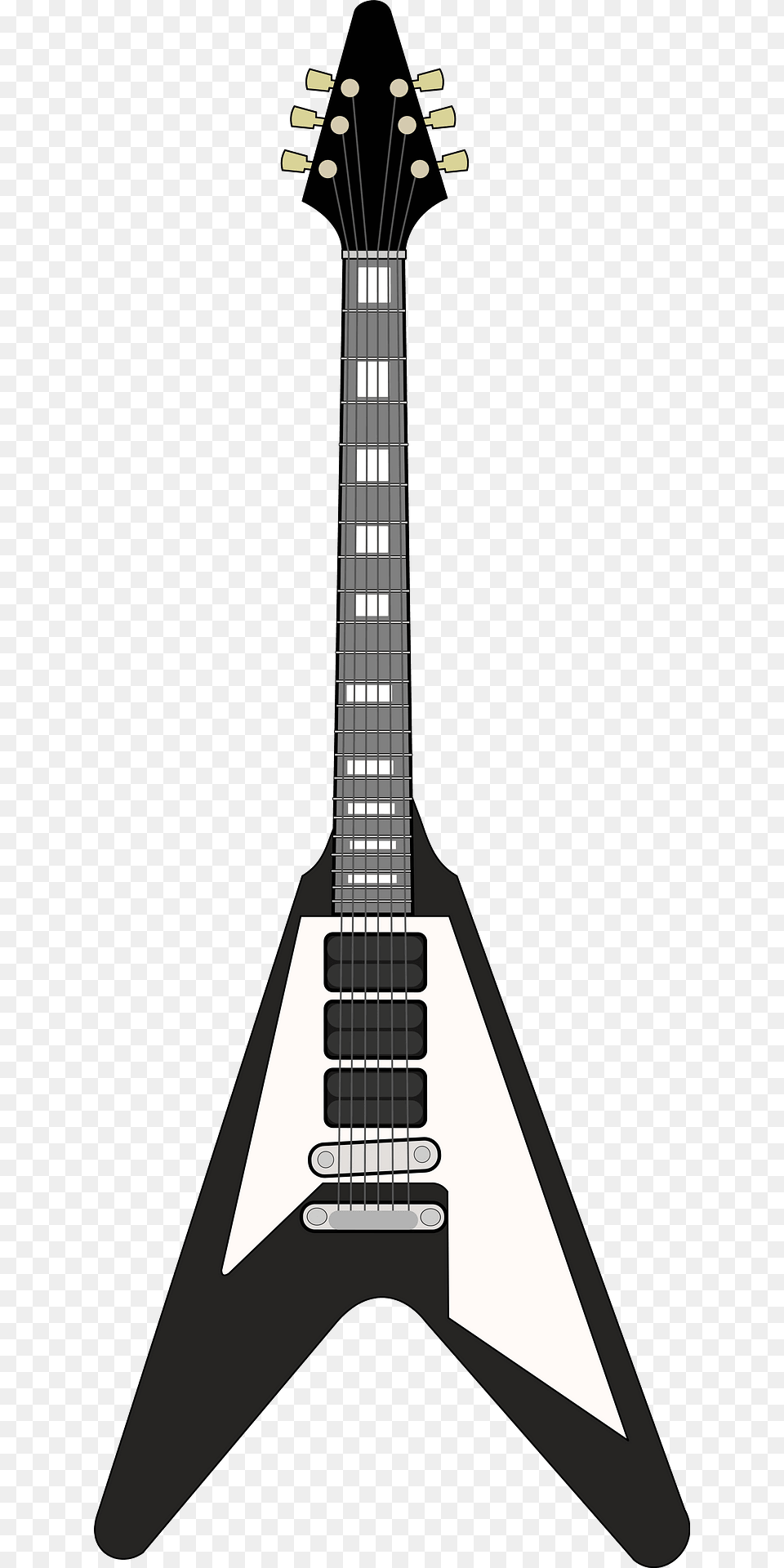 Gibson Flying V Black And White Clipart, Electric Guitar, Guitar, Musical Instrument Png Image
