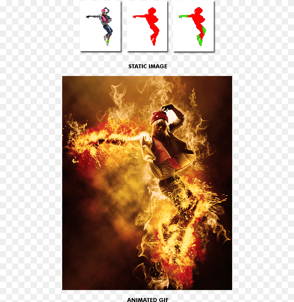 Gif Animated Fire Photoshop Action By Smartestmind Graphic Design, Female, Art, Baby, Person Free Transparent Png
