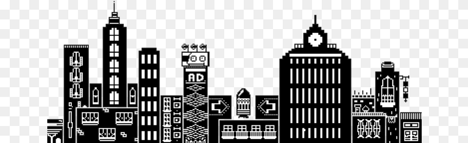 Gif Transparency Pixel Animated Film Image Black And White Building Black And White Transparency, City, Metropolis, Urban, Qr Code Free Transparent Png