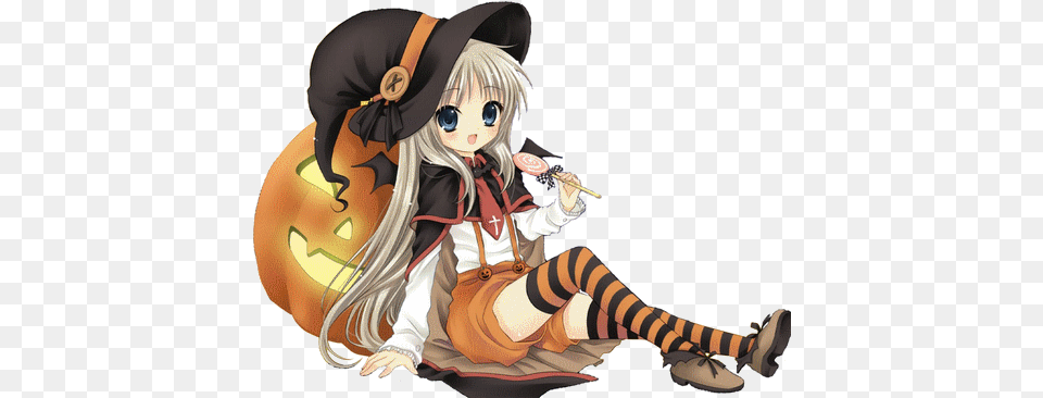 Gif Anim Halloween Anime Girl, Book, Comics, Publication, Baby Free Transparent Png