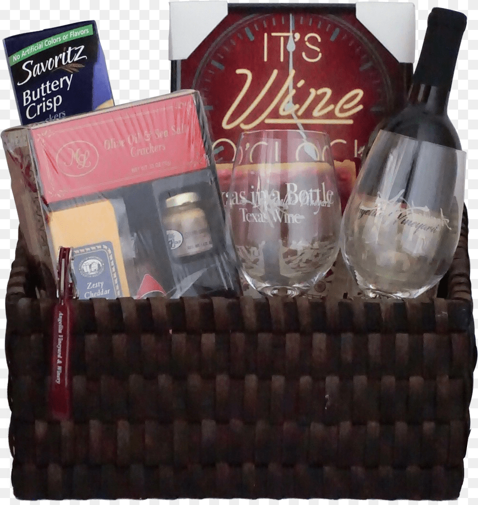 Gift Basket, Bottle, Alcohol, Beverage, Liquor Free Png