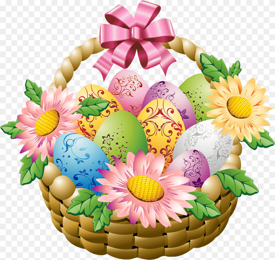 Gift Basket T Clipart Flower Basket Pencil And In Color Easter Baskets With Flowers, Egg, Food, Chandelier, Lamp Png
