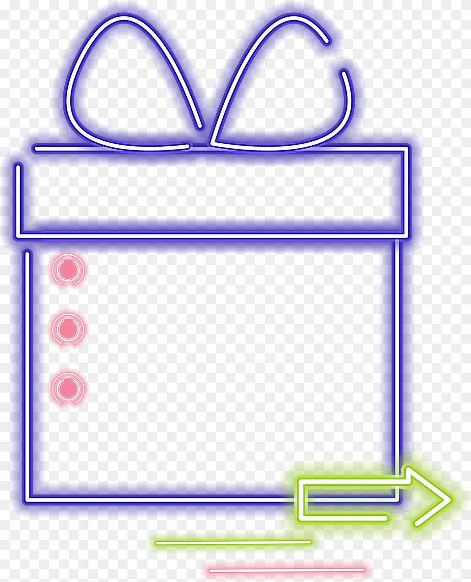 Gift Box Border Neon Element And Vector, Light Png Image