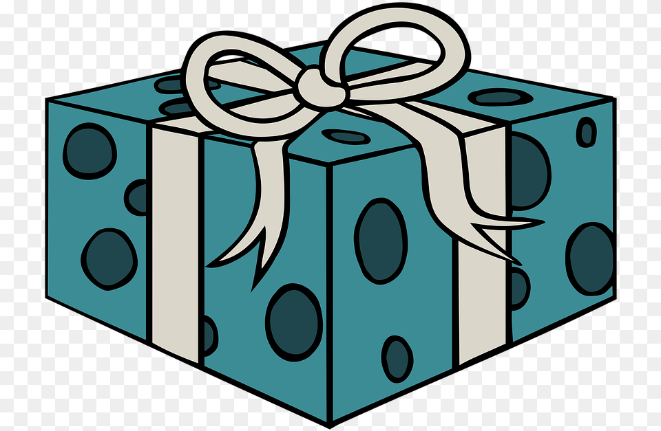 Gift Box Bow Ribbon Teal Silver Dots Celebration Christmas Gifts Colouring Pages Free Png Download