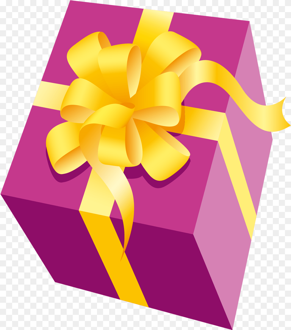 Gift Box Image Gift Pink And Yellow Free Png Download