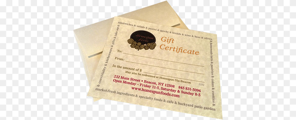 Gift Certificates In Any Amount Are Available And If Envelope, Text, Business Card, Paper Free Png Download