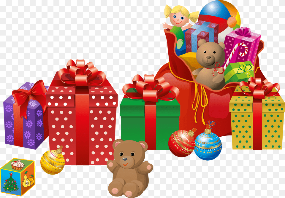 Gift Claus Transparent Presents Santa Christmas Clipart Transparent Christmas Presents Clipart, Animal, Mammal, Wildlife, Bear Png