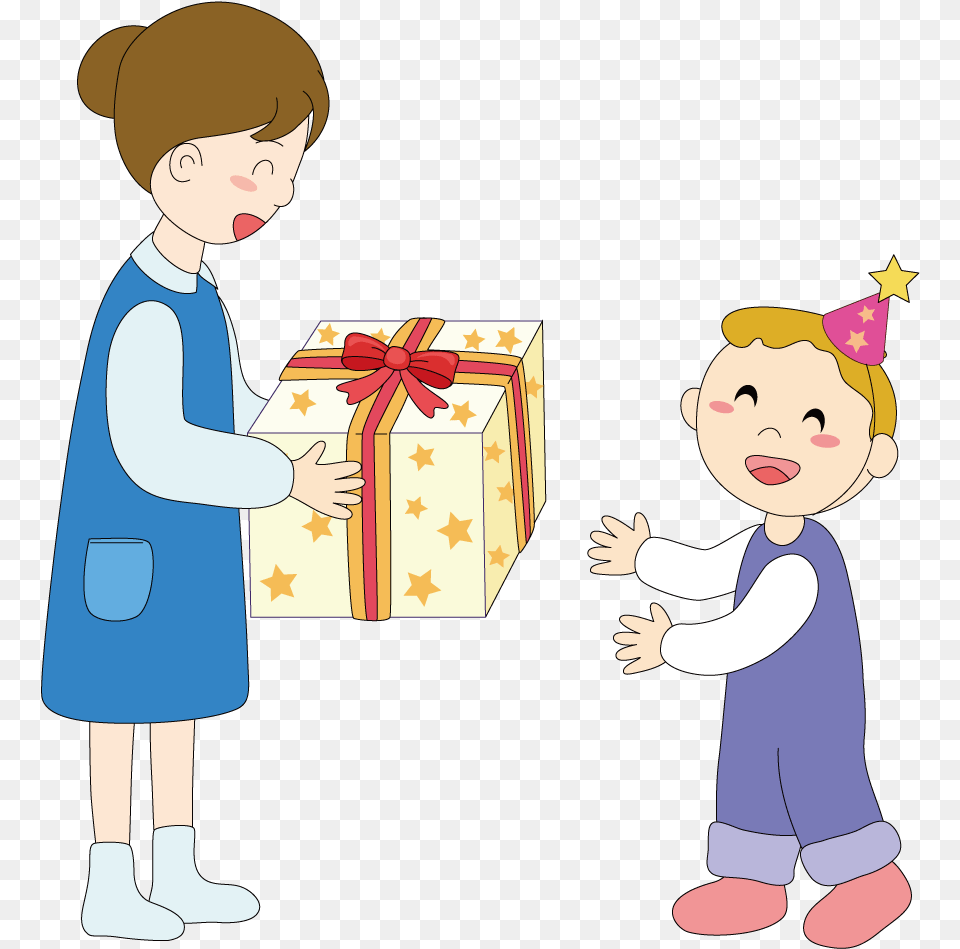 Gift Giving Clipart Child Gift Illustration, Boy, Person, Male, Baby Free Png Download