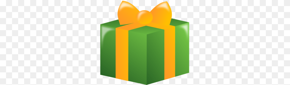 Gift With Green Wrapping And Gold Ribbon Clip Art Free Png