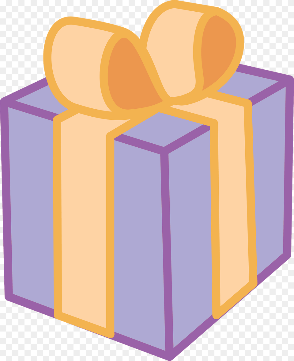 Gift Wrapped In Purple With Peach Ribbon Clipart, Cross, Symbol Png Image