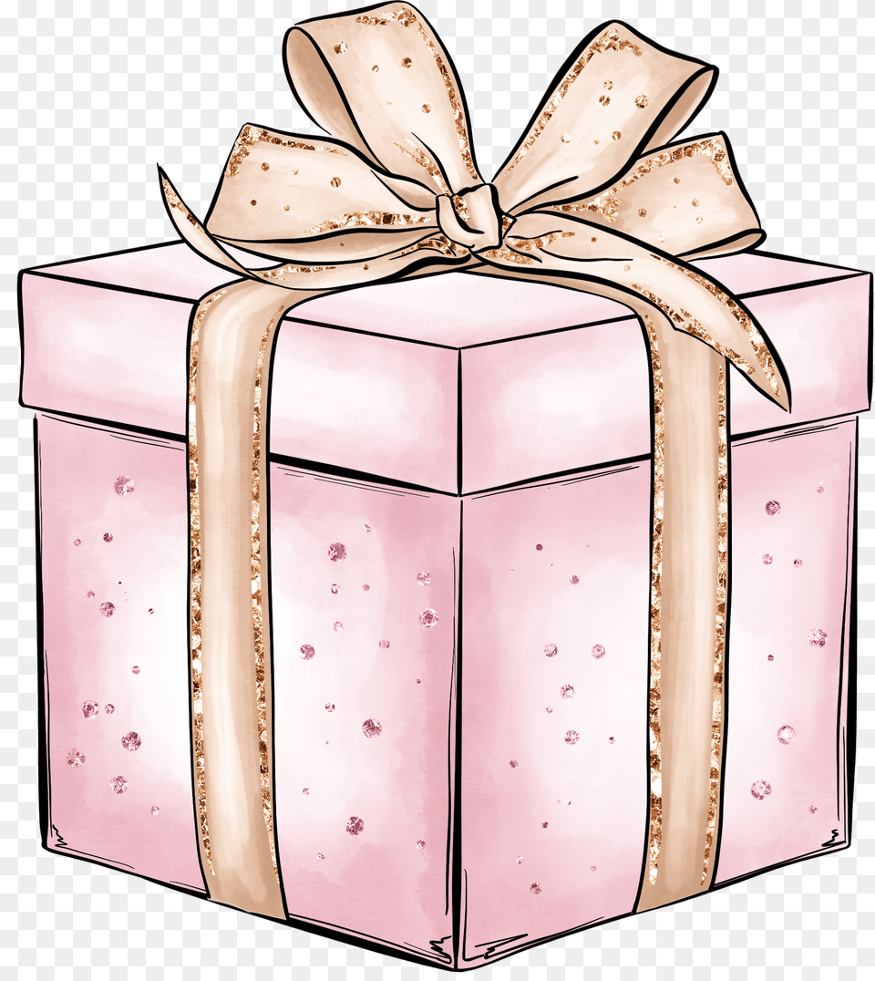 Giftbox Present Wrapped Bow Ribbonbow Pink Gold, Gift Free Transparent Png