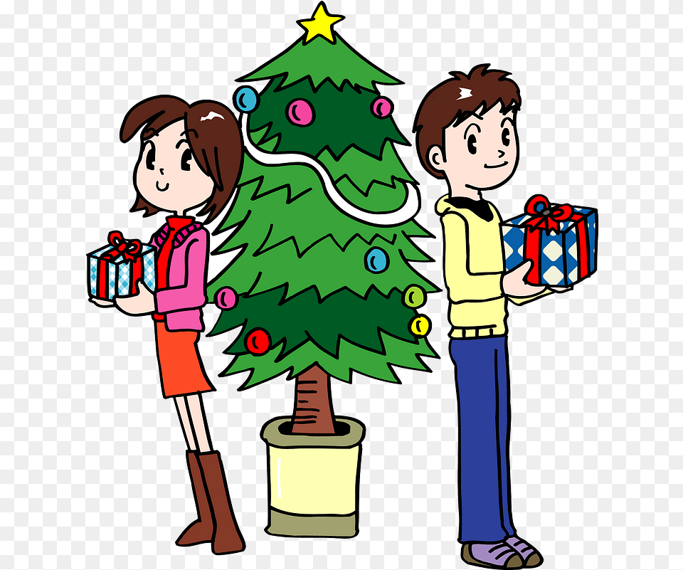 Gifts Near Christmas Tree Clipart, Person, Boy, Child, Male Free Png