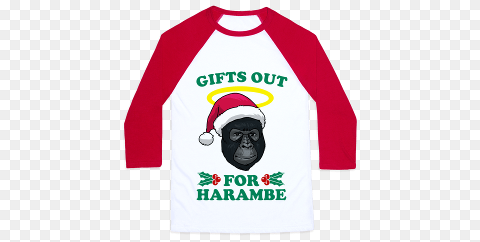 Gifts Out For Harambe Baseball Tee Lookhuman, Shirt, Sleeve, Long Sleeve, Clothing Png