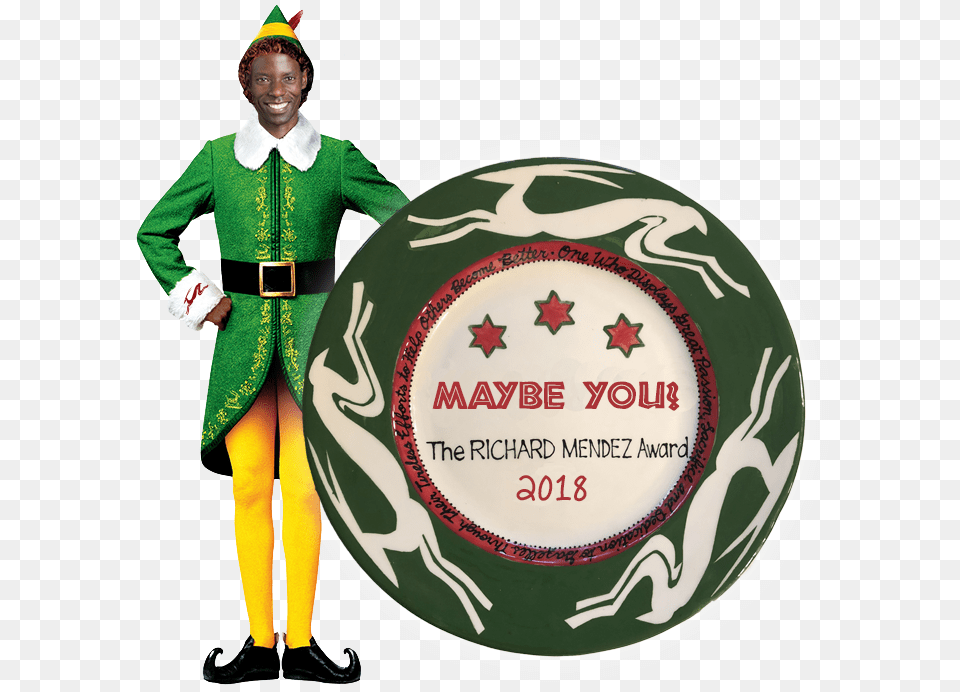 Gilbert Elf With Plate Buddy The Elf Costume, Person, Clothing, Adult, Woman Free Png Download