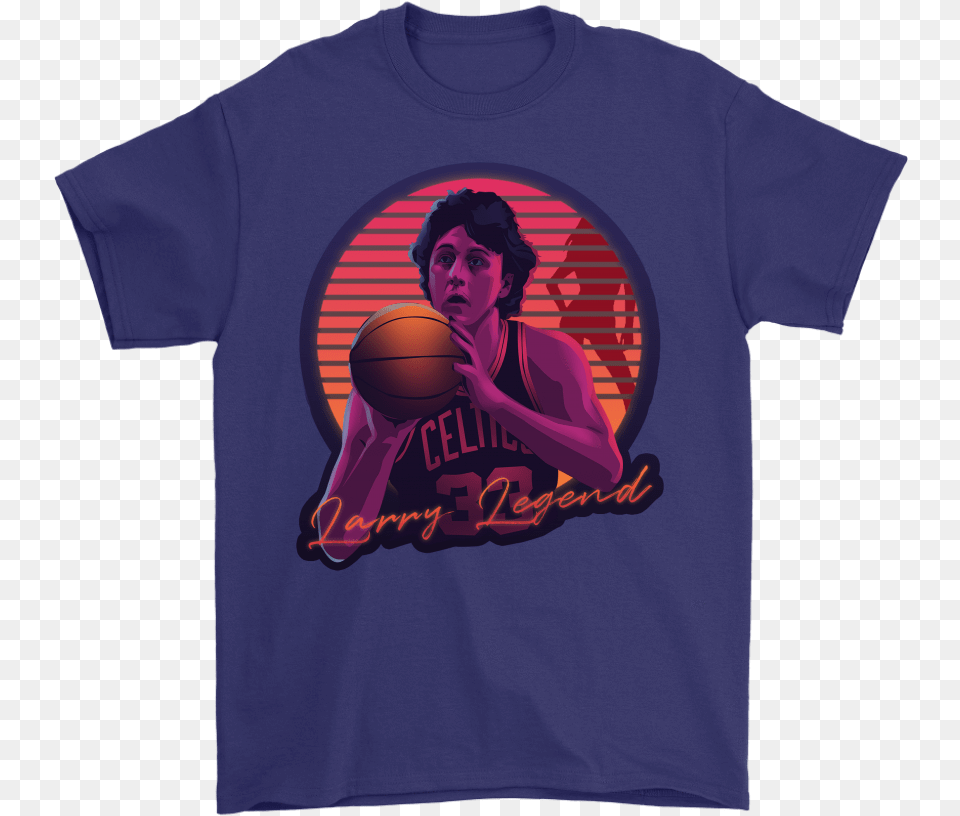 Gildan Mens T Shirt Purple S Retro Larry Bird Shirt Shirt, T-shirt, Clothing, Sport, Person Free Png Download