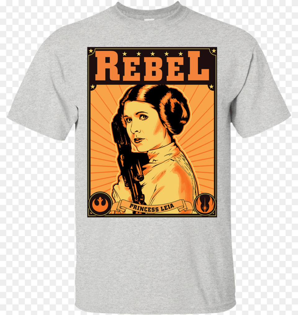 Gildan Ultra Cotton T Shirt Princess Leia Rebel Sticker, T-shirt, Clothing, Adult, Person Free Png