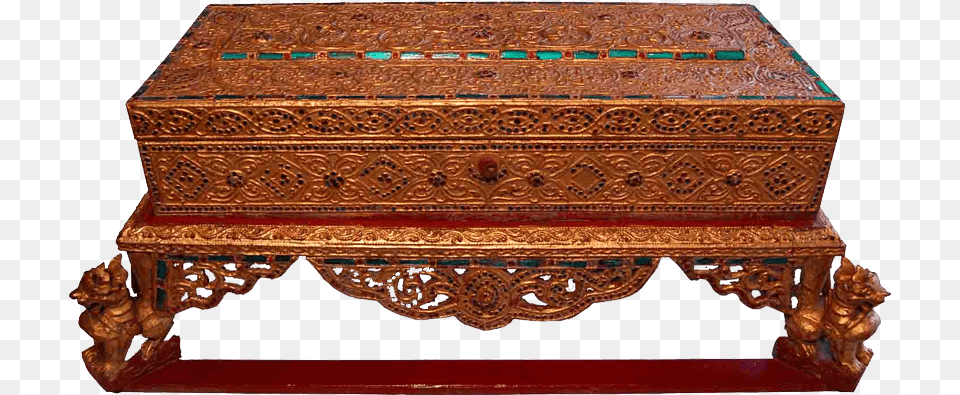 Gilded Carved Storage Box Drawer, Coffee Table, Furniture, Table, Treasure Free Png Download