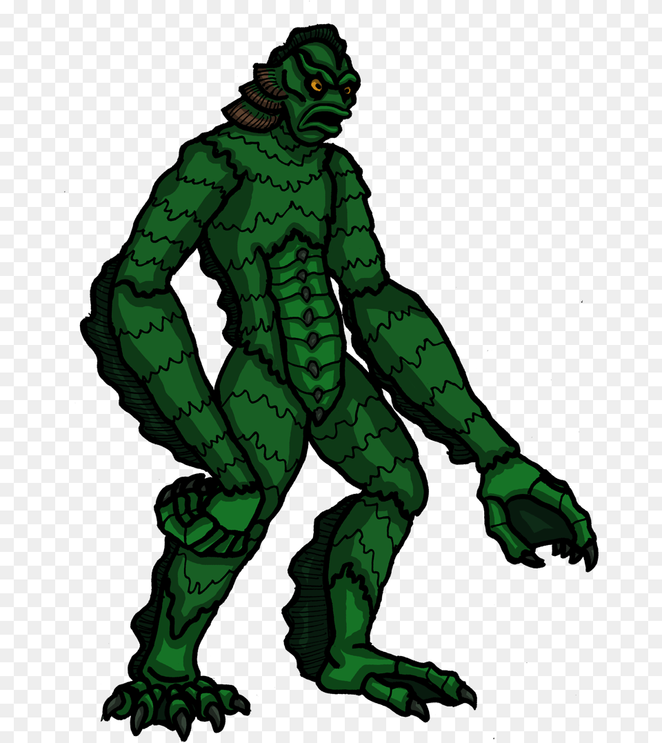 Gill Man Illustration, Green, Adult, Male, Person Png Image